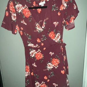 Xhilaration Burgundy Floral Midi Dress